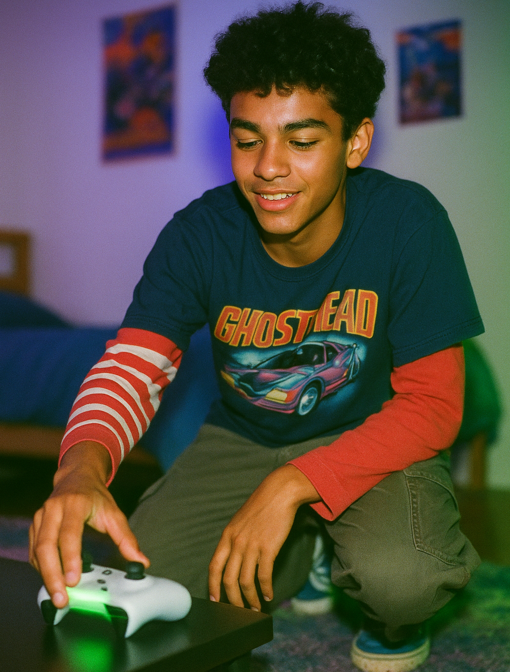 A teen putting down a gaming controller and looking outside