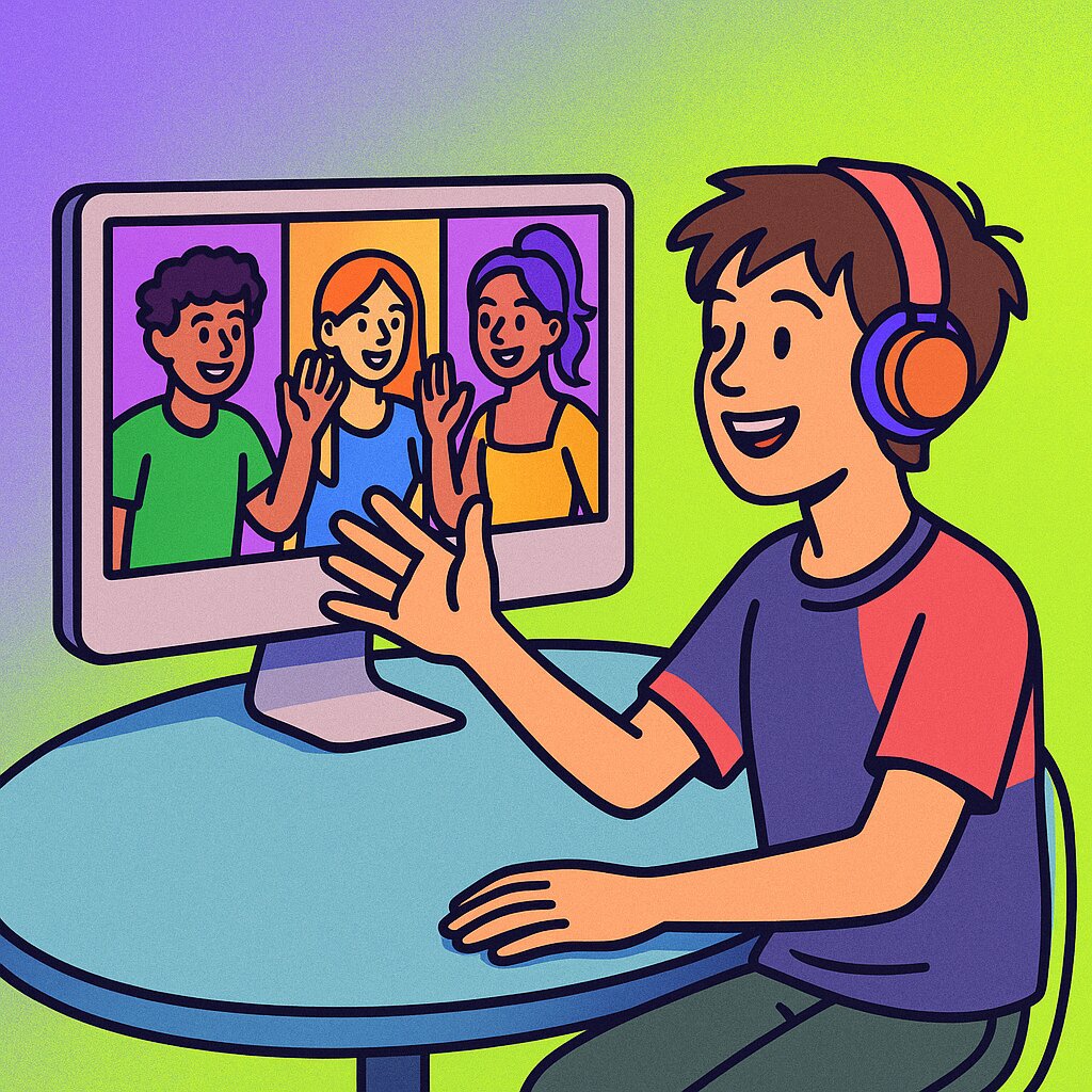 Teen participating in virtual IOP from her bedroom